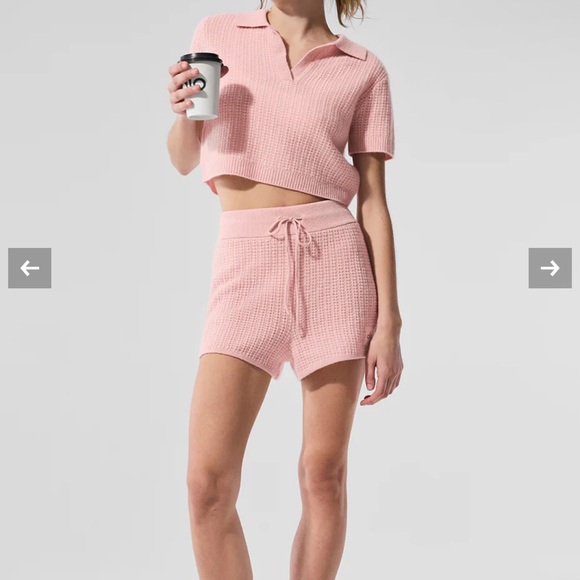 Alo Pink Knit Waffle Women’s set - Picture 1 of 3